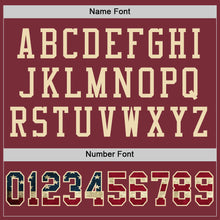 Load image into Gallery viewer, Custom Burgundy Vintage USA Flag-City Cream Mesh Authentic Football Jersey