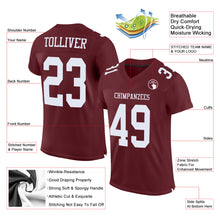 Load image into Gallery viewer, Custom Burgundy White Mesh Authentic Football Jersey