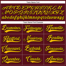 Load image into Gallery viewer, Custom Burgundy Gold-Black Hockey Lace Neck Jersey