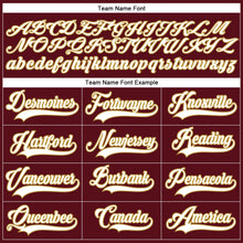 Load image into Gallery viewer, Custom Burgundy White-Old Gold Hockey Lace Neck Jersey