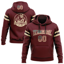 Load image into Gallery viewer, Custom Stitched Burgundy Vintage USA Flag City Cream-Black Football Pullover Sweatshirt Hoodie