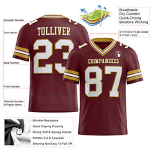 Load image into Gallery viewer, Custom Burgundy White-Old Gold Authentic Football Jersey
