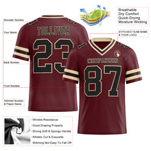 Load image into Gallery viewer, Custom Burgundy Black-City Cream Authentic Football Jersey