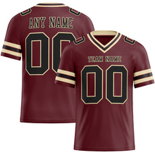 Load image into Gallery viewer, Custom Burgundy Black-City Cream Authentic Football Jersey
