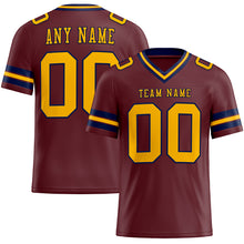 Load image into Gallery viewer, Custom Burgundy Gold-Navy Authentic Football Jersey