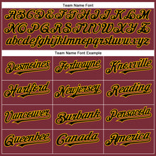 Load image into Gallery viewer, Custom Burgundy Black-Gold Authentic Baseball Jersey