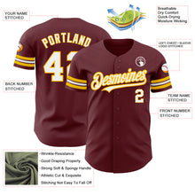 Load image into Gallery viewer, Custom Burgundy White-Gold Authentic Baseball Jersey