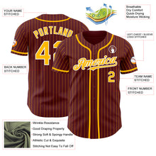 Load image into Gallery viewer, Custom Burgundy Gold Pinstripe White Authentic Baseball Jersey