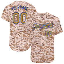 Load image into Gallery viewer, Custom Camo Old Gold-Royal Authentic Salute To Service Baseball Jersey