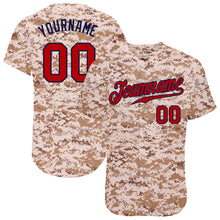 Load image into Gallery viewer, Custom Camo Red-Navy Authentic Salute To Service Baseball Jersey