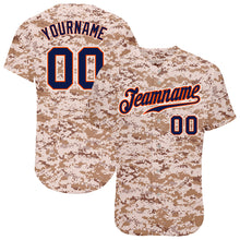 Load image into Gallery viewer, Custom Camo Navy-Orange Authentic Salute To Service Baseball Jersey