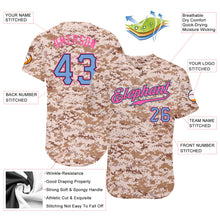Load image into Gallery viewer, Custom Camo Powder Blue-Pink Authentic Salute To Service Baseball Jersey