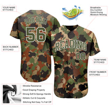 Load image into Gallery viewer, Custom Camo Olive-White Dark Classic Woodland Authentic Salute To Service Baseball Jersey