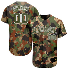 Load image into Gallery viewer, Custom Camo Olive-White Dark Classic Woodland Authentic Salute To Service Baseball Jersey