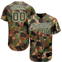 Load image into Gallery viewer, Custom Camo Olive-White Dark Classic Woodland Authentic Salute To Service Baseball Jersey