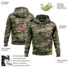 Load image into Gallery viewer, Custom Stitched Camo Vintage USA Flag-Cream Sports Pullover Sweatshirt Salute To Service Hoodie