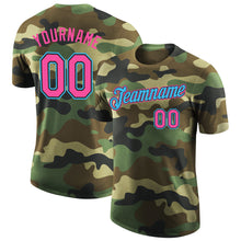 Load image into Gallery viewer, Custom Camo Pink Black-Sky Blue Performance Salute To Service T-Shirt