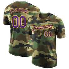 Load image into Gallery viewer, Custom Camo Purple-Yellow Performance Salute To Service T-Shirt