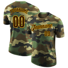 Load image into Gallery viewer, Custom Camo Brown-Gold Performance Salute To Service T-Shirt