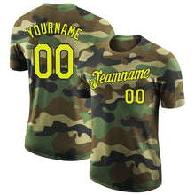 Load image into Gallery viewer, Custom Camo Neon Yellow-Black Performance Salute To Service T-Shirt