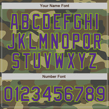 Load image into Gallery viewer, Custom Camo Purple-Neon Green Authentic Salute To Service Baseball Jersey