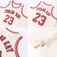 Load image into Gallery viewer, Custom Cream Red-Black Authentic Throwback Basketball Jersey