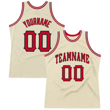 Load image into Gallery viewer, Custom Cream Red-Black Authentic Throwback Basketball Jersey