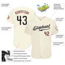 Load image into Gallery viewer, Custom Cream Black-Crimson Authentic Baseball Jersey