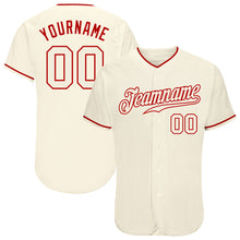 Load image into Gallery viewer, Custom Cream Cream-Red Authentic Baseball Jersey