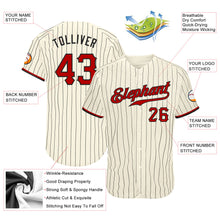 Load image into Gallery viewer, Custom Cream Black Pinstripe Red-Black Authentic Baseball Jersey
