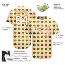 Load image into Gallery viewer, Custom Cream White-Texas Orange 3D Pattern Design Halloween Pumpkins Authentic Baseball Jersey