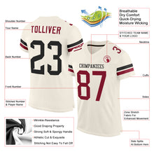 Load image into Gallery viewer, Custom Cream Black-Crimson Mesh Authentic Football Jersey