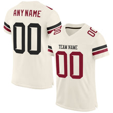 Load image into Gallery viewer, Custom Cream Black-Crimson Mesh Authentic Football Jersey