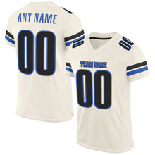 Load image into Gallery viewer, Custom Cream Blue-Black Mesh Authentic Football Jersey