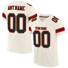 Load image into Gallery viewer, Custom Cream Black-Red Mesh Authentic Football Jersey