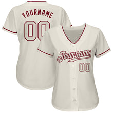 Load image into Gallery viewer, Custom Cream Cream-Crimson Authentic Baseball Jersey
