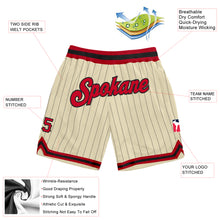 Load image into Gallery viewer, Custom Cream Black Pinstripe Red-Black Authentic Basketball Shorts