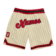 Load image into Gallery viewer, Custom Cream Black Pinstripe Red-Black Authentic Basketball Shorts