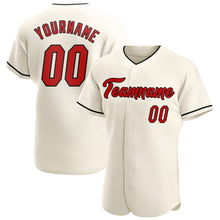 Load image into Gallery viewer, Custom Cream Red-Black Authentic Baseball Jersey