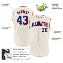 Load image into Gallery viewer, Custom Cream Royal-Red Authentic Sleeveless Baseball Jersey