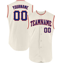 Load image into Gallery viewer, Custom Cream Royal-Red Authentic Sleeveless Baseball Jersey