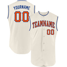 Load image into Gallery viewer, Custom Cream Orange-Royal Authentic Sleeveless Baseball Jersey