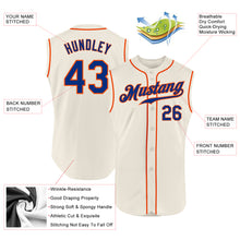 Load image into Gallery viewer, Custom Cream Royal-Orange Authentic Sleeveless Baseball Jersey