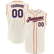 Load image into Gallery viewer, Custom Cream Royal-Orange Authentic Sleeveless Baseball Jersey