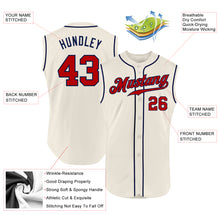 Load image into Gallery viewer, Custom Cream Red-Navy Authentic Sleeveless Baseball Jersey