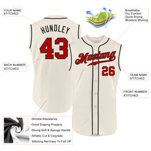 Load image into Gallery viewer, Custom Cream Red-Black Authentic Sleeveless Baseball Jersey