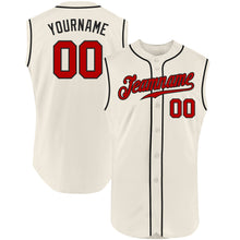 Load image into Gallery viewer, Custom Cream Red-Black Authentic Sleeveless Baseball Jersey