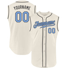 Load image into Gallery viewer, Custom Cream Light Blue-Steel Gray Authentic Sleeveless Father's Day Baseball Jersey