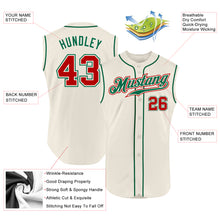 Load image into Gallery viewer, Custom Cream Red-Kelly Green Authentic Sleeveless Baseball Jersey