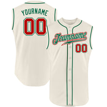 Load image into Gallery viewer, Custom Cream Red-Kelly Green Authentic Sleeveless Baseball Jersey